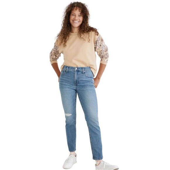 Madewell The Mid-Rise Perfect Vintage Jeans Ainsdale Wash Distressed Size 33 - Picture 4 of 10